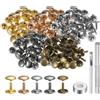 QUARKZMAN 100 Set Rivetti in Pelle 12mm x 12mm Elementi Fissaggio Borchie Rivetto a Doppio Cappuccio Metallo 3Pz Montaggio Chicago per Borse Scarpe Pelle Riparazioni, Colori Multipli