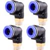 ANGEEK set da 4 pezzi, 14 mm - 3/8, raccordi pneumatici a gomito a 90° con filettatura maschio PT, adatti per il collegamento rapido di tubi flessibili, accessori compressori d'aria