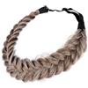 Bobiya Fascia elastica ampia con capelli sintetici, 2 fili, disordinati, intrecciati, classica, spessa, elastica, bianco, grigio, marrone