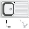 Fhuller Lavello da incasso 1 Vasca + Gocciolatoio destro | Acciaio Inox Prelucido | 86x50 cm | Foro Scarico 3,5" | Lavello Cucina Resistente, Igienico e Facile da Pulire
