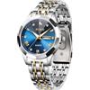 BUREI Orologio da uomo alla moda, analogico, al quarzo, in acciaio inox, impermeabile, con diamanti luminosi, con data, orologio da polso casual di lusso con settimane, regalo per uomo (blu)