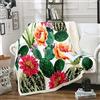 Loussiesd Coperta in pile boh駑ien in stile Sherpa con cactus per letto divano soggiorno con motivo tropicale botanico floreale coperta di peluche pelosa con piante verdi per bambini 76 x 102 cm