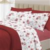 PENSIERI DELICATI Completo Letto Matrimoniale 100% Cotone, Completo 250x300 Comprensivo di Lenzuolo Sotto, Lenzuolo Sopra e 1 Federa a due Volant, Made in Italy, Fantasia Sanderson Rosso