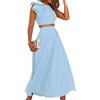 ORANDESIGNE Completo Donna Elegante Tailleur Cerimonia Curvy Set Coordinati Gonna E Top Completino Estivo Due Pezzi Costume Casual Outfit da Ufficio Abbigliamento Tuta Streetwear Blu S
