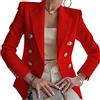 Qichenx Blazer da Donna Giacca Tailleur a Maniche Lunghe Colletto Rivolto con Bottoni Casual Elegante per Ufficio Lavoro Business (Rosso, S)