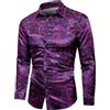 QZH.DUAO Camicia da uomo in lino anni '70, casual, motivo cachemire, floreale, vintage, a maniche lunghe e a maniche corte, Cs 33a, XL