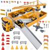 LioMaxi Camion da Cantiere Giocattolo per Bambini con Escavatore Costruzione Torre Gru Effetti di Musica Luce Camion Betoniera Veicoli da Cantiere