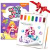 YPLUS Libro da colorare con acquerelli per bambini, carta da pittura ad acquerello per bambini di età compresa tra 1 e 3 2 - 4, libro magico, regalo artigianale da disegno - Sirena