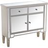 DRW Mobile d'ingresso con 2 cassetti e 2 Ante in Legno Colore Champagne e Specchio 90 x 30 x 80 cm, 90x30x80cm