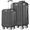 POSH Valigia rigida con ruote trolley bagaglio a mano, grande, media, piccola in ABS, Set di valigie leggere da 3 pezzi nelle misure M-L-XL (nero, M+XL)