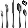 BEWOS servizio di posate per 12 persone, set di posate da 60 pezzi nero opaco comprensivo di coltello, forchetta, cucchiaio, posate in acciaio inox, lavabili in lavastoviglie