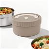 OFFAXE Portapranzo Umami a strato singolo, rettangolare rotondo con coperchio, portapranzo adatto al microonde in acciaio inossidabile 316, portapranzo coibentato con posate per ufficio, (Caffè scuro)