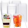 Qooloo Tazze da dessert, 50 pezzi, 160 ml, in plastica, con 50 cucchiai, tazze da dessert trasparenti, riutilizzabili, per la casa, dessert, budino, mousse, gelato, festa