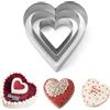 Rdddhur Anello per Torte, Set di 3 Coppapasta Cuore Acciaio Inox Stampi per Torte, Stampo Torta Cuore Ø 10/15/20, Tagliapasta Anello per Pasticceria Dessert