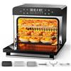 Karienvir Friggitrice ad aria 36 Litri Nero, 1800W Air Fryer, Mini Forno ad Aria Calda per Pizza, Controllo della manopola, Timer e Temperatura Regolabili, Senza Olio con 6 Accessori
