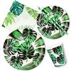 PHOGARY 60 PCS Set di stoviglie per decorazioni per feste nella giungla, piatti di carta con foglie verdi tropicali, tovaglioli, tema hawaiano, forniture per feste estive, per 10 ospiti