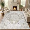 Famibay Tappeto Salotto 160x230cm Pelo Corto Tappeto Vintage Salotto Lavabile in Lavatrice Camera da Letto Morbido Antiscivolo Marrone Beige pour Soggiorno Cameretta Sala da Pranzo