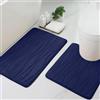 Homaxy Tappeto da bagno in Memory Foam, set da 2 pezzi, tappetino da bagno antiscivolo e assorbente, lavabile in lavatrice (50 x 60 cm + 50 x 76 cm, blu marino)