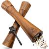 Schwarzwald Spirit - Macinasale e macinapepe in legno con meccanismo in ceramica + pennello per la pulizia gratis - Set saliera e pepiera ricaricabili, Legno, marrone
