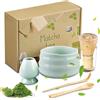 BORDEAG Matcha, set di frusta con ciotola per matcha, beccuccio e porta frusta, per la preparazione tradizionale del tè Matcha (verde)