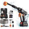 HAMON Idropulitrice a Batteria, Idropulitrice Portatile a Batteria con 6 in 1 Ugello, 21V 600w 60 Bar Idropulitrice Senza Fili con 2 Batteria