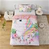 MUSOLEI Copripiumino singolo Unicorno bambina Biancheria da letto Completo letto singolo bambina Set copripiumino singolo bambini 2 Pezzi Copripiumino 135x200 e 1 federa 50X80cm Poliestere