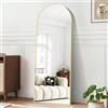 BONEWEI Specchio da Terra ad Arco, 165 x 60 cm Specchio da Parete Grande con Cornice in oro Alluminio, Specchio da Terra da Appoggiare o Appendere per Soggiorno, Camera da Letto, Ingresso