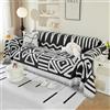 Royhom Coperta per divano 1/2/3/4 posti, copridivano angolare, a forma di L, in ciniglia, con nappine decorative, colore nero, 180 x 260 cm