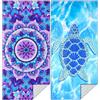 Woplagyreat Telo Mare Microfibra Asciugamano Piscina Grande Teli Uomo Tema Donna Spiaggia Beach Towel Accessori 180 * 80cm Mandala viola/Tartaruga