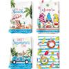 Arquiel Set di 4 strofinacci estivi GNOME 100% cotone, 48x70 cm, asciugamani regalo cucina