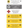 GamesMonkey® - Adesivi Raccolta Differenziata Ricliclo Rifiuti Speciali Pericolosi Farmaci Infettanti - Impermeabili Lavabili Illustrato - Italiano (25x8, 6 Pezzi)