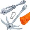 Shop SoftAir® Kit Ancora a Ombrello Pieghevole in Acciaio Zincato e Cima Galleggiante 30 Metri Levilene Arancione Ormeggio e Moschettone in Acciaio Inox Aisi 316 (Ancora 6kg + Cima 8mm + Moschettone)