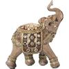 DRW Figura di un elefante in resina in grigio e oro 17x7x19cm