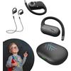 PowerLocus Cuffie Wireless Open Ear per Bambini, 85dB Volume Limitato, Auricolari Bluetooth Orecchio Aperto con Gancio Flessibile, HD Stereo Suono, Vestibilità Comoda, ENC Microfono e Impermeabile