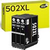Happy Printer 3 cartucce compatibili con Epson 502XL Nero per WF2860 WF2860dwf WF2865 WF2865dwf WF2880 WF2880dwf WF2885 WF2885dwf XP5100 XP5105 XP5115 XP5150 XP5155