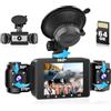 Inefala 4 Canali Dash Cam 360 Gradi Tutto Intorno 1080P Telecamera Auto con Scheda 64 GB, G-Sensor, WDR, Visione Notturna, Monitor di Parcheggio, Registrazione in Loop