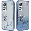 BAOJAY Compatibile per Samsung Galaxy S22 Ultra Silicone Case [Glitter Bling Cover Glitter Clear View,Custodia Trasparente Antiurto regali per ragazze e signoreo-blu