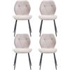 JZGORC Set di 4 Sedie da Sala da Pranzo, Sedia da Cucina in Tessuto a Quadri di Lino, Sedia Imbottita con Spugna ad Alta Densità, Adatta per Sala da Pranzo, Cucina, Soggiorno, Camera da Letto - Beige