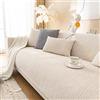 GEBIN Copridivano 3 Posti con Penisola Ciniglia, Copridivano Antiscivolo Antimacchia, Copri divano Angolare, Telo Copridivano con Braccioli Tessuto Morbido (Beige,70x90cm)