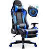GTPLAYER Sedia da Gaming con Poggiapiedi e Altoparlante Bluetooth Poltrona Ufficio Scrivania Ergonomica Sedie Musicale Blu