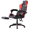 VIRSUS Sedia Gaming Ergonomica Reclinabile in similpelle 615, Altezza Inclinazione Regolabile, poggiapiedi, poggiatesta, cuscino lombare, rotelle, Poltrona Ufficio, Studio (Nera e Rossa)