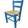 PALUPLUS Sediolina in Legno di Faggio, misura 30x24x52 cm, Seduta in Paglia Intrecciata, Sedia Baby Bassa da Camino, per Cameretta, Cucina, Made in Italy -21F (Azzurro)