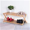 XIANGLV Scarpiera in bambù, piccola, pieghevole a 2 livelli, in legno, senza installazione, mini scarpiera perfetta per corridoi, camere da letto e piccoli spazi