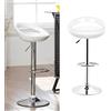TUITUI Set di 2 Sgabelli da Bar, Seduta in plastica ABS, Sedia da Bar Alta con Supporto Lombare e Poggiapiedi, Sgabelli da Cucina con Altezza Regolabile 81-101 cm, Seduta 43×43×26 cm (Bianco)