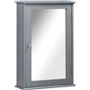 kleankin Armadietto da bagno con specchio, armadio per il ghiaccio, armadio per il bagno, 1 porta, 2 ripiani, vetro e legno dim. 41 x 14 x 60 cm Grigio