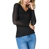Goldenpoint Donna Maglia Aderente Scollo a V e Maniche Lunghe con Cashmere
