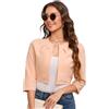 KOJOOIN Donna bolero corto elegante cardigan manica 3/4 giacca a spalla festivo blazer (imballaggio multipla), albicocca, L