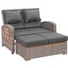 greemotion Rattan Lounge Bahia Tobago, Divano da Giardino con Funzione di Letto, Incluso Sgabello