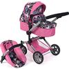 Bayer Chic 2000 - Passeggino per bambole Linus, passeggino combinato 3 in 1, per bambini dai 4 agli 8 anni, set di passeggini per bambole, unicorno, rosa navy, 592-43