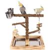 Honicemar Supporto per Uccelli in Legno - Parrot Playstand, Parco Giochi per Pappagalli con Trespolo per Pappagalli Mangiatoia Vassoio Giocattoli da Palestra per Uccelli di Piccole e Medie Dimensioni